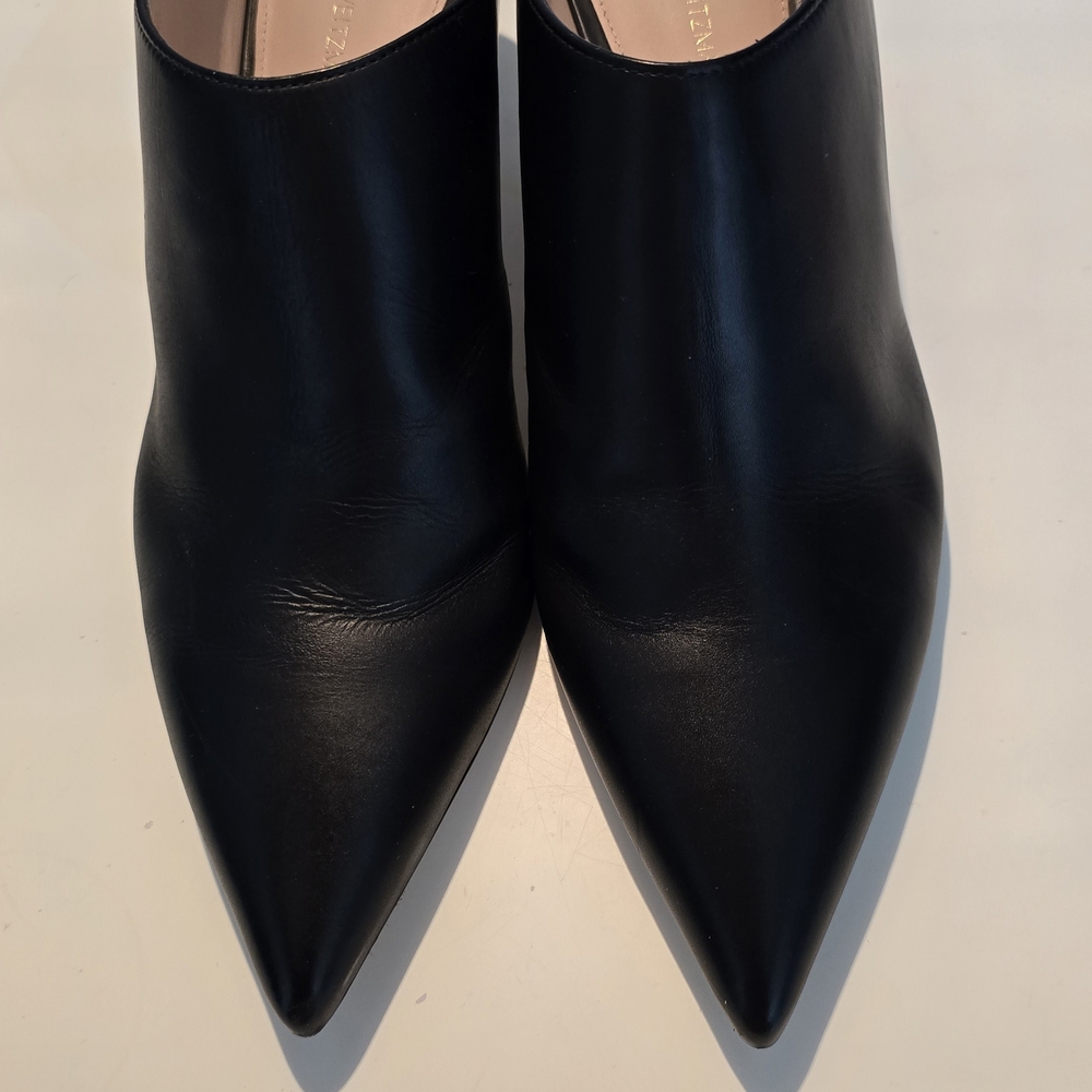 Stuart Weitzman Black Leather Mules